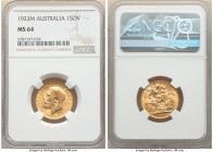 George V gold Sovereign 1923-M MS64 NGC, Melbourne mint, KM29, S-3999. AGW 0.2355 oz. 

HID09801242017

© 2022 Heritage Auctions | All Rights Reserved...