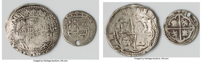 Philip II Pair of Uncertified Cob Reales ND (1574-1586) P-B, 1) Cob 8 Reales ND ...