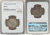 Edward VII 50 Cents 1903-H AU55 NGC, Heaton mint, KM12. An elusive type at this grade, with taupe coloration that brightens at the height of the devic...