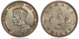George V Countermarked Dollar 1935 AU58 PCGS, Royal Canadian mint, KM30. With "J.O.P." T3 Countermark above the date on the reverse, bearing the initi...