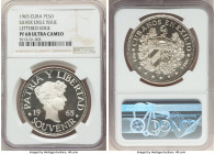 Exile Issue silver Proof Souvenir Peso 1965 PR68 Ultra Cameo NGC, KM-XM6. Lettered Edge. A pristine piece with frosty, fully-rendered devices that sta...