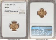 Republic gold 2 Pesos 1915 MS63 NGC, Philadelphia mint, KM17. Mintage: 10,000. Two year type. 

HID09801242017

© 2022 Heritage Auctions | All Rights ...