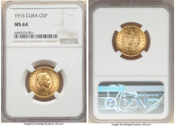 Republic gold 5 Pesos 1915 MS64 NGC, Philadelphia mint, KM19. A choice representative of this issue, with silky luster. 

HID09801242017

© 2022 Herit...