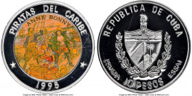 Republic aluminum Proof Colorized Prueba "Pirates of the Caribbean - Anne Bonny" 10 Pesos 1995 PR68 Ultra Cameo NGC, KM-XPn155. Plain edge. Ex. EMO Co...