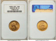 Prussia. Wilhelm II gold 20 Mark 1900-A MS65 NGC, Berlin mint, KM521, Fr-3831. Awash in golden brilliance. AGW 0.2305 oz. 

HID09801242017

© 2022 Her...