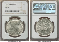 Republic 5 Lati 1929 MS63 NGC, KM9. First year of three year type. 

HID09801242017

© 2022 Heritage Auctions | All Rights Reserved