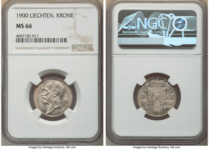 Johann II Krone 1900 MS66 NGC, Vienna mint, KM-Y2. Superb example with gold toni...