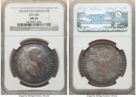 Augustin I Iturbide "Early Eagle" 8 Reales 1822 Mo-JM AU53 NGC, Mexico City mint, KM304 Draped in a lovely coat of purple and peach with olive-gold to...