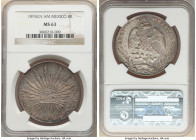Republic 8 Reales 1895 Cn-AM MS63 NGC, Culiacan mint, KM377.3, DP-Cn57. Fully sculpted detail in a boldly impressed strike with an attractive cloak of...