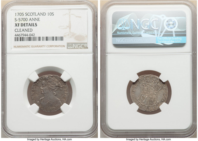 Anne 10 Shillings 1705 XF Details (Cleaned) NGC, KM149, S-5700. 

HID09801242017...