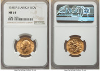 George V gold Sovereign 1931-SA MS65 NGC, Pretoria mint, KM-A22, S-4004. Light pale blue peripheral tone. 

HID09801242017

© 2022 Heritage Auctions |...