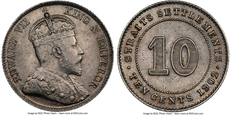 British Colony. Edward VII 10 Cents 1902 MS62 NGC, London mint, KM21. 

HID09801...