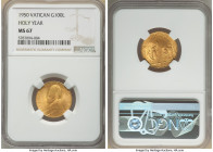 Pius XII gold 100 Lire MCML (1950) MS67 NGC, Rome mint, KM48. Opening of the Holy Year door issue. 

HID09801242017

© 2022 Heritage Auctions | All Ri...