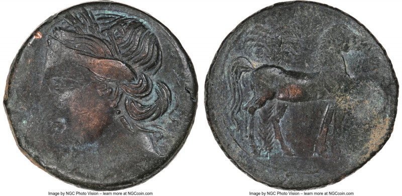 ZEUGITANA. Carthage. Ca. 221-210 BC. AE trishekel (30mm, 12h). NGC Choice VF, ov...
