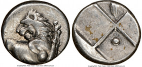 THRACE. Chersonesus. Ca. 4th century BC. AR hemidrachm (13mm, 10h). NGC Choice VF. Persic standard, ca. 480-350 BC. Forepart of lion right, head rever...