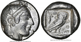 ATTICA. Athens. Ca. 475-465 BC. AR tetradrachm (23mm, 17.15 gm, 3h). NGC Choice VF 5/5 - 4/5. Head of Athena right with frontal eye and "archaic smile...