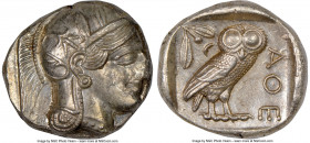 ATTICA. Athens. Ca. 440-404 BC. AR tetradrachm (25mm, 17.21 gm, 6h). NGC MS 4/5 - 4/5. Mid-mass coinage issue. Head of Athena right, wearing earring, ...