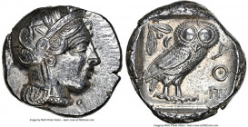 ATTICA. Athens. Ca. 440-404 BC. AR tetradrachm (25mm, 17.18 gm, 4h). NGC Choice AU 5/5 - 4/5. Mid-mass coinage issue. Head of Athena right, wearing ea...