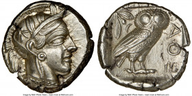 ATTICA. Athens. Ca. 440-404 BC. AR tetradrachm (24mm, 17.20 gm, 1h). NGC Choice AU 5/5 - 4/5. Mid-mass coinage issue. Head of Athena right, wearing ea...