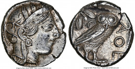 ATTICA. Athens. Ca. 440-404 BC. AR tetradrachm (24mm, 17.12 gm, 9h). NGC Choice AU 5/5 - 3/5. Mid-mass coinage issue. Head of Athena right, wearing ea...