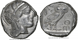 ATTICA. Athens. Ca. 440-404 BC. AR tetradrachm (24mm, 17.16 gm, 4h). NGC Choice AU 4/5 - 4/5. Mid-mass coinage issue. Head of Athena right, wearing ea...