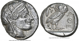 ATTICA. Athens. Ca. 440-404 BC. AR tetradrachm (24mm, 17.17 gm, 9h). NGC AU 5/5 - 4/5. Mid-mass coinage issue. Head of Athena right, wearing earring, ...