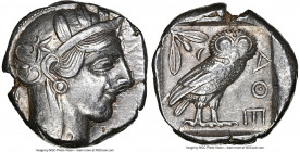 ATTICA. Athens. Ca. 440-404 BC. AR tetradrachm (24mm, 17.17 gm, 3h). NGC AU 4/5 - 5/5. Mid-mass coinage issue. Head of Athena right, wearing earring, ...
