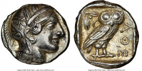 ATTICA. Athens. Ca. 440-404 BC. AR tetradrachm (24mm, 17.18 gm, 5h). NGC Choice XF 5/5 - 4/5. Mid-mass coinage issue. Head of Athena right, wearing ea...