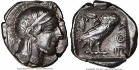 ATTICA. Athens. Ca. 440-404 BC. AR tetradrachm (25mm, 17.11 gm, 3h). NGC XF 5/5 - 4/5. Mid-mass coinage issue. Head of Athena right, wearing earring, ...
