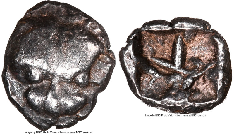 CIMMERIAN BOSPORUS. Panticapaeum. Ca. 480-450 BC. AR obol (10mm). NGC VF. Lion h...