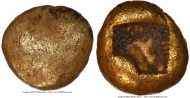IONIA. Uncertain mint. Ca. 650-600 BC. EL 1/12 stater or hemihecte (8mm, 1.16 gm). NGC Choice VF. Lydo-Milesian standard. Uncertain design / Incuse sq...