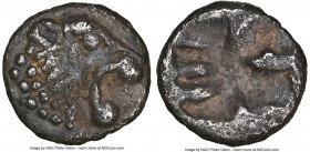 LYDIAN KINGDOM. Croesus (ca. 561-546 BC). AR 1/48 stater (4mm). NGC Choice XF. Head of lion right / Irregular incuse square. SNG Ashmolean -; SNG Tati...