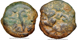 JUDAEA. Roman Procurators. Pontius Pilate (AD 26-36). AE prutah (16mm, 12h). NGC Choice Fine. Jerusalem, dated Regnal Year 17 of Tiberius (AD 30/31). ...