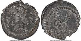 C. Cassius Longinus, Imperator and Assassin of Caesar (44-42 BC). AR denarius (19mm, 3.87 gm, 6h). NGC MS 4/5 - 4/5. Military mint traveling with Brut...