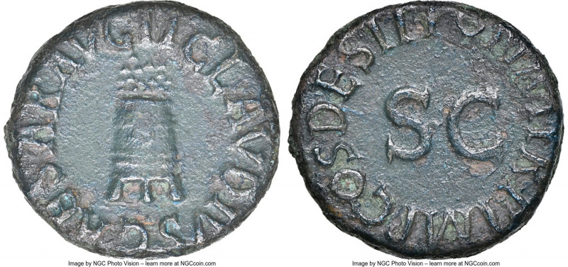 Claudius I (AD 41-54). AE quadrans (16mm, 6h). NGC XF. Rome, AD 41. TI�CLAVDIVS�...