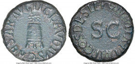 Claudius I (AD 41-54). AE quadrans (16mm, 6h). NGC XF. Rome, AD 41. TI�CLAVDIVS�CAESAR�AVG�, three-legged modius / PON M�TR�P�IMP�COS�DES IT�, legend ...