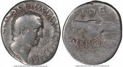 Vitellius (late April-20 December AD 69). AR denarius (18mm, 6h). NGC VG. Rome. A VITELLIVS GERMANICVS IMP, bare head of Vitellius right / FIDES / EXE...