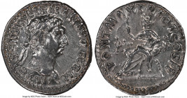 Trajan (AD 98-117). AR denarius (18mm, 6h). NGC Choice AU. Rome, AD 98-99. IMP CAES NERVA TRAIAN AVG GERM, laureate head of Trajan right, seen from fr...