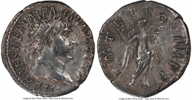 Trajan (AD 98-117). AR denarius (19mm, 5h). NGC Choice XF, light marks. Rome, AD 101-102. IMP CAES NERVA TRA-IAN AVG GERM, laureate head right / P M T...