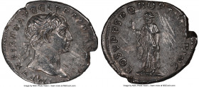 Trajan (AD 98-117). AR denarius (19mm, 6h). NGC XF, scratches. Rome, AD 103-111. IMP TRAIANO AVG GER DAC P M TR P, laureate head of Trajan right, drap...