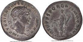Trajan (AD 98-117). AR denarius (18mm, 5h). NGC Choice VF. Rome, AD 103-111. IMP TRAIANO AVG GER DAC P M TR P, laureate bust of Trajan right, with sli...