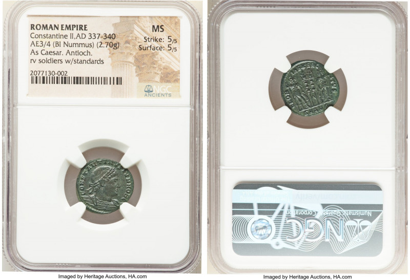 Constantine II, as Caesar (AD 337-340). AE3 or BI nummus (17mm, 2.70 gm, 5h). NG...