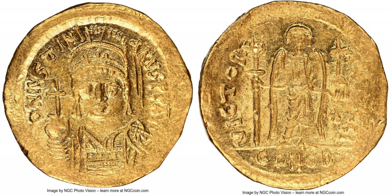 Justinian I the Great (AD 527-565). AV solidus (20mm, 4.47 gm, 5h). NGC MS 4/5 -...