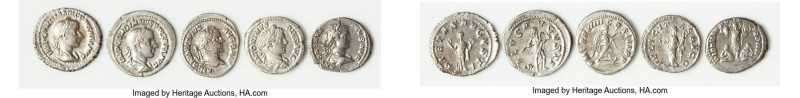 ANCIENT LOTS. Roman Imperial. Lot of five (5) AR denarii. VF-XF. Includes: Five ...