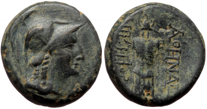 Mysia,Pergamon, AE (bronze, 8,00 g, 19 mm)
Obv: Helmeted head of Athena to right...