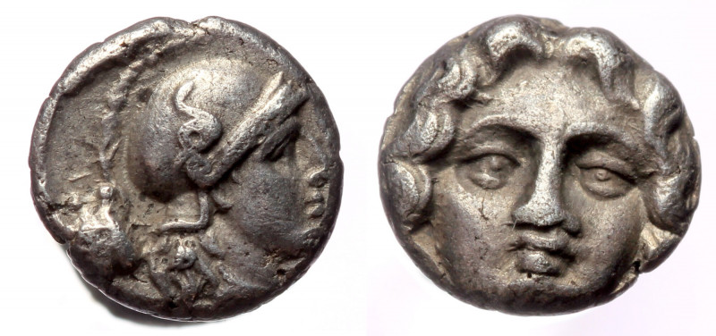 Pisidia, Selge, AR obol (Silver, 8,9 mm, 0,96 g), 350-300 BC. 
Obv: Facing gorgo...