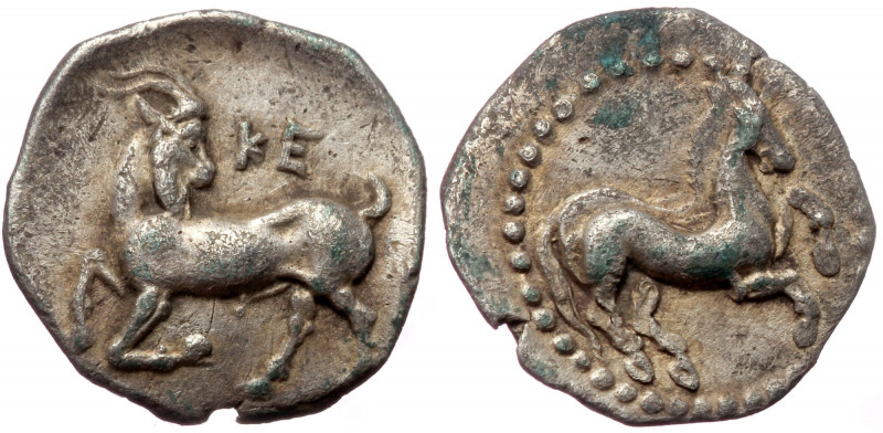 Cilicia, Kelenderis, AR obol (Silver, 11,4 mm, 0,73 g), ca. 425-400 BC. 
Obv: Ho...