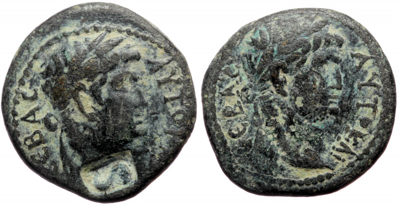 Mysia. Germe. Titus and Domitian AD 79-81. Bronze Æ 17mm., 3,00g. AYTO KAI CEBAC...