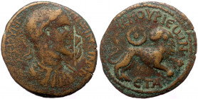 Cilicia, Anemurium, Maximinus I (235-238), AE (Bronze, 31,5 mm, 13,57 g), regnal year 1 = 235/6. 
Obv: [AVK Γ I] OYHP MAΞIMЄINON, laureate, draped and...