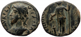 Pisidia, Antiochia, Lucius Verus ? (61-169), AE (Bronze, 22,8 mm, 5,00 g). Obv: CAISAR L AVRELI - VS, laureate, draped and cuirassed bust of Lucius le...